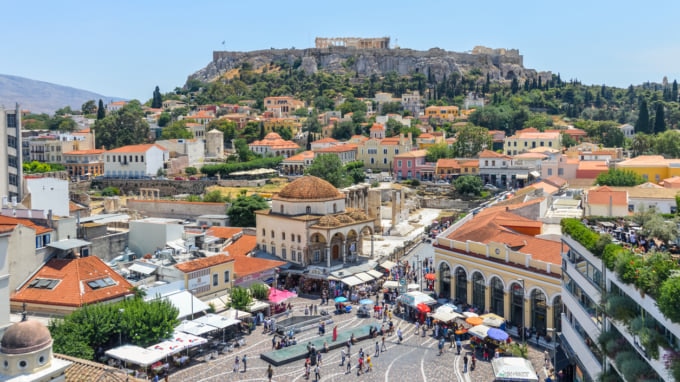 View on the cliffs and the Mediterranean Sea from the Acropolis of