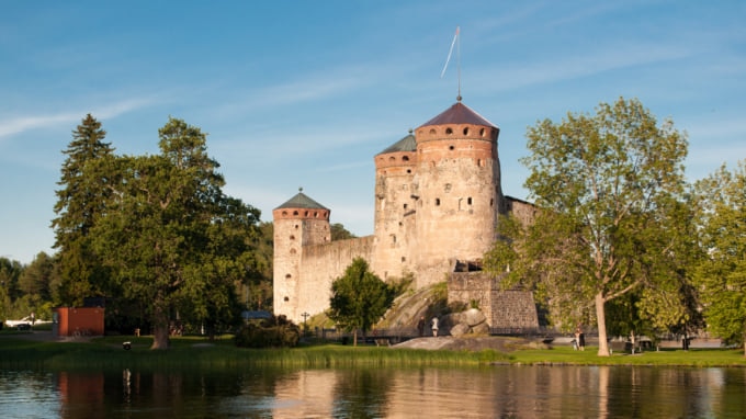 Savonlinna fortress and lake scenery of Finland