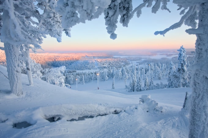 Lapland beautiful winter scenery of Finland
