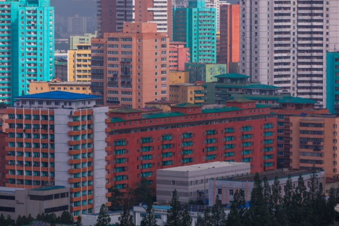 Colorful buildings in North Korea