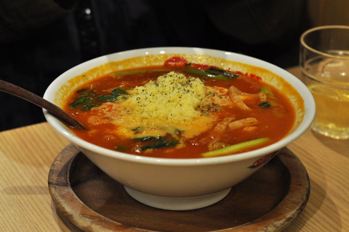 Tomato Cheese Ramen at Taiyo No Tomatomen in Tokyo