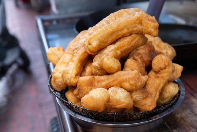 Chinese fried doughnuts, youtiao popular breakfast food in Taiwan