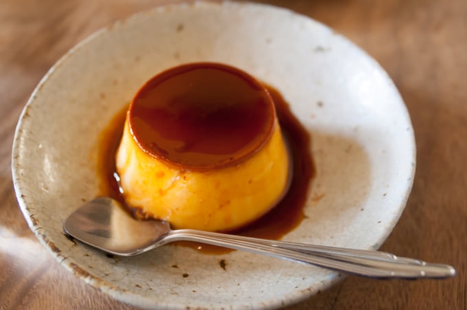 Japanese custard pudding known as 'purin'