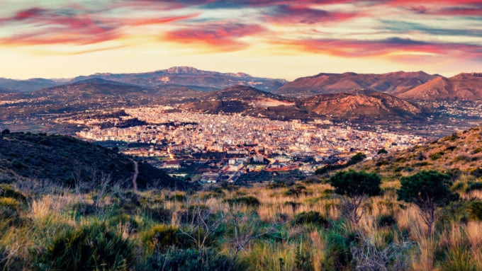 Beautiful view of the scenery around Bagheria on Italy's island of Sicily