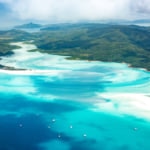 Queensland, Australia. Whitehaven beach and Whitsundays from above