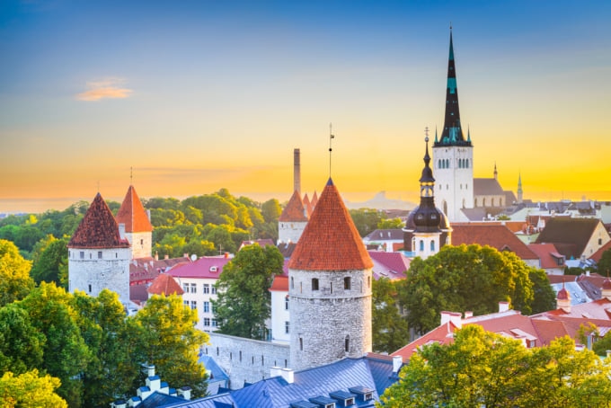 Incredible view of the old city of Tallinn, Estonia