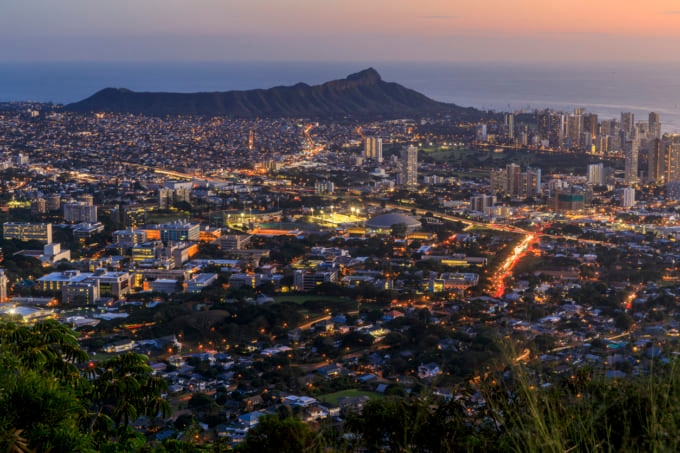 beautiful view of Honolulu, Oahu from Tantalus