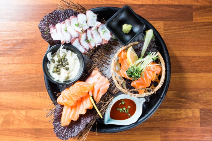 delicious seafood sashimi plate in Busan, South Korea