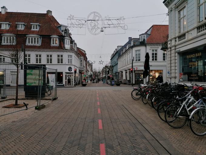 pedestrian shopping streets empty in Odense