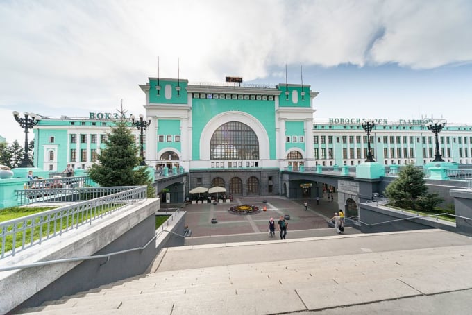 Novosibirsk Railway Station beautiful façade of building