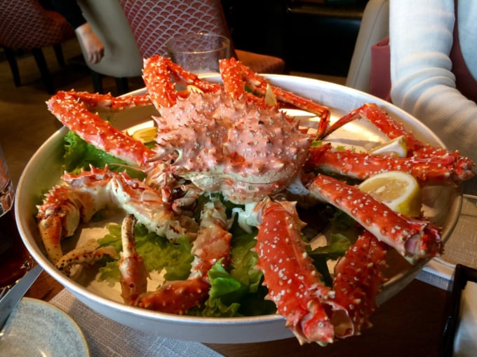 Delicious king crab served at restaurant in Vladivostok