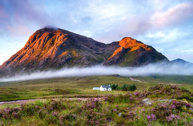 Small house or bothy in Scotland, beautiful scenery