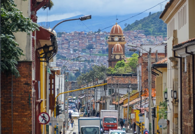Historic La Candelaria neighborhood in Bogota, Colombia