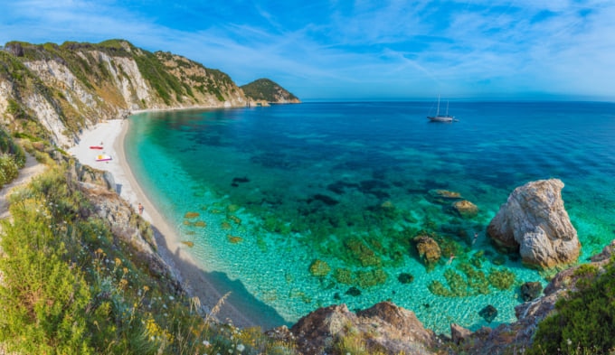 Beautiful blue waters off the coast of Elba, Italy