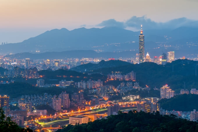 view of Taipei skyline from Maokong