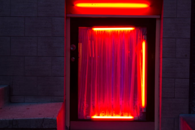 Red light district window in Amsterdam